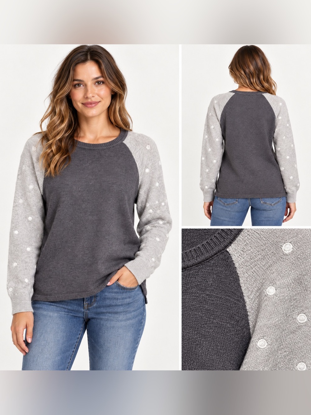 Staccato Heathered Knit Sweater size M